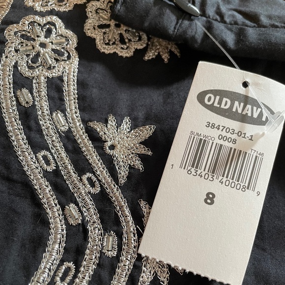 Vintage Boho Y2K Old Navy Black Silver Embroidered Skirt NWT - Picture 8 of 16